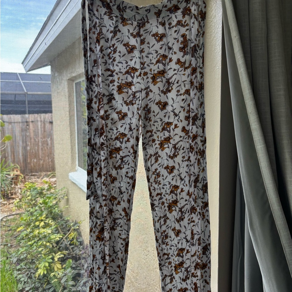 Tilly's White and Brown Floral Trousers